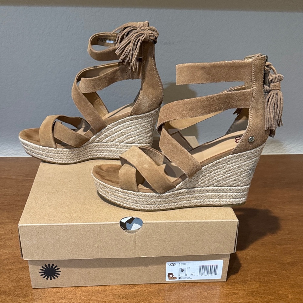 UGG Brown Suede Wedge Sandals